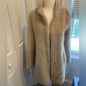 Women's Cream Faux Fur Coat